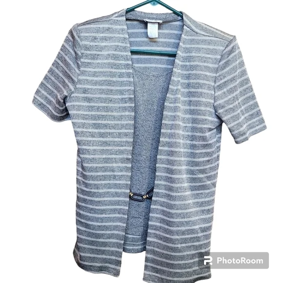 Small Mint Green Gray Pant Suit with Jeweled Belt Coordinated Set - Picture 2 of 6